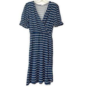 Reborn J Women’s Blue Striped Midi Dress Size XL